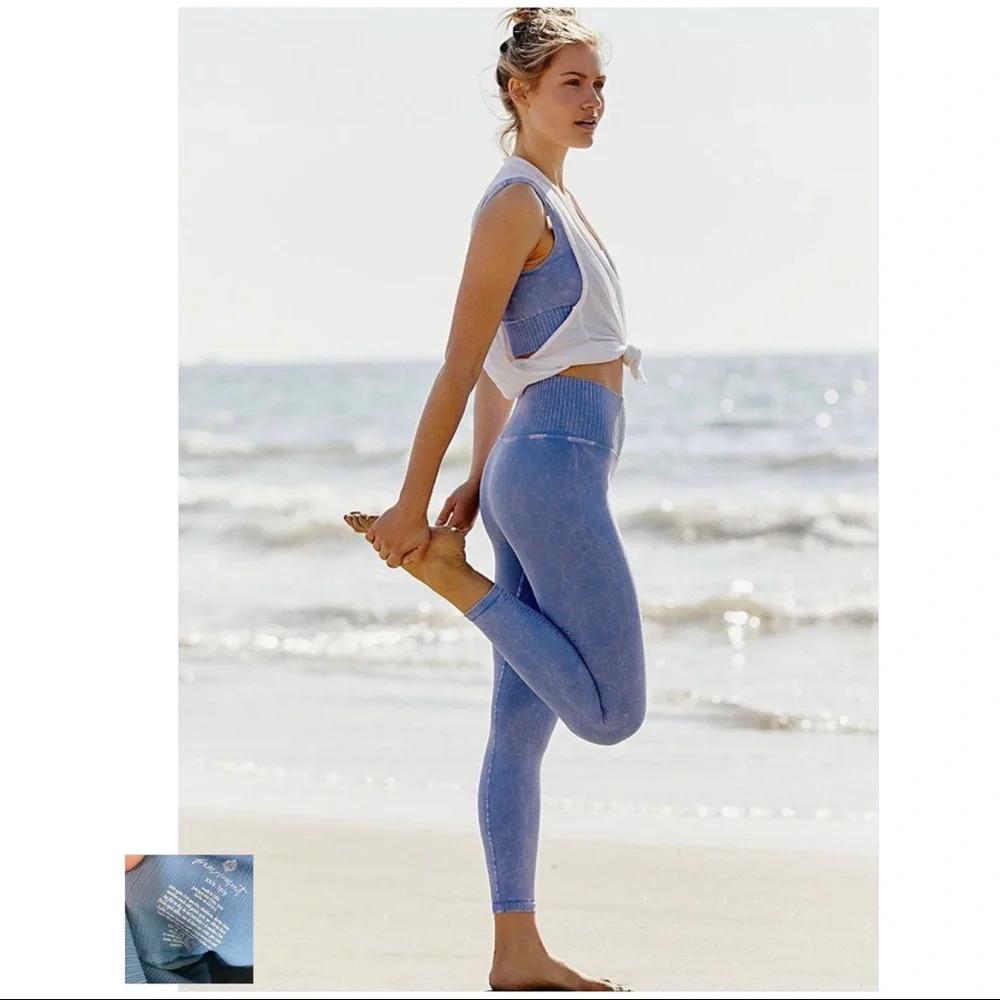 Free People NWOT Steel Blue High Rise 7/8 Good Karma Leggings